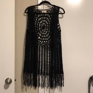 Crochet fringe vest